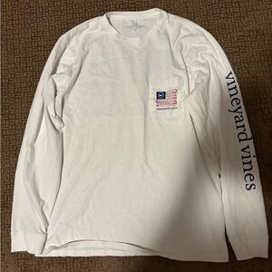 Vineyard Vines White and Blue Long Sleeve Tee